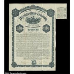 Washita Cattle Company (Missouri) A 6% first mortgage bond for $1000 in black and brown. Issued in 1