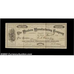 Western Manufacturing Company (California) A one share certificate issued in 1876 with a vignette of