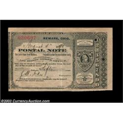 Newark, OH Postal NoteA nice postal note from Newark, Ohio dated August 4, 1890 in the amount of 15ó