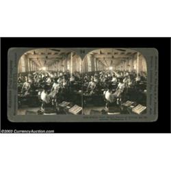 Stereo Card View of BEP Main Press Room. This Keystone View Company turn-of-the-century stereo view.