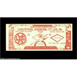 Military Logistical Exercise Dollars. Identical but for color, one printed in red and the other in b