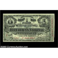 1900 Republican National Convention Ticket. A ticket good for the second day only. In decent shape b