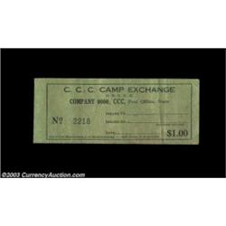 Civilian Conservation Corps Camp Exchange Chit Book. The book still contains $1.00 worth of 5ó coupo