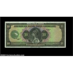 ABNCo. Specimen Printing. A $10 denominated specimen note printed by the American Bank Note Company.