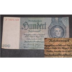NAZI 100 MARK BANKNOTE WITH SWASTIKA