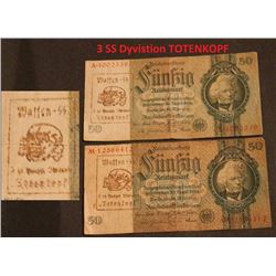 NAZI 3RD TOTENKOPFF DIVISION BANKNOTES X2
