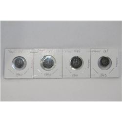 FOUR GERMAN NAZI COINS WITH SWASTIKA 1940-40-41-43