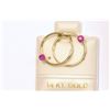 Image 1 : 14KT GOLD RUBY HOOP EARRINGS