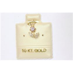 10KT GOLD PINK & WHITE CZ FLOWER PENDANT