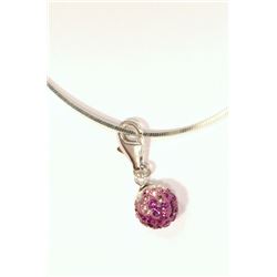 STERLING SILVER PINK CUBIC CRYSTAL PENDANT