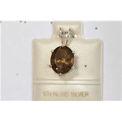 STERLING SILVER SMOKEY QUARTZ PENDANT