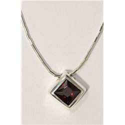 STERLING SILVER GARNET NECKLACE