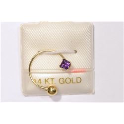14KT GOLD AMETHYST BELLY BUTTON RING