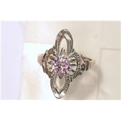 STERLING SILVER PINK CZ RING