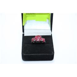 .925 SILVER LADIES RING W 3.98 CTW RUBY GEMSTONES