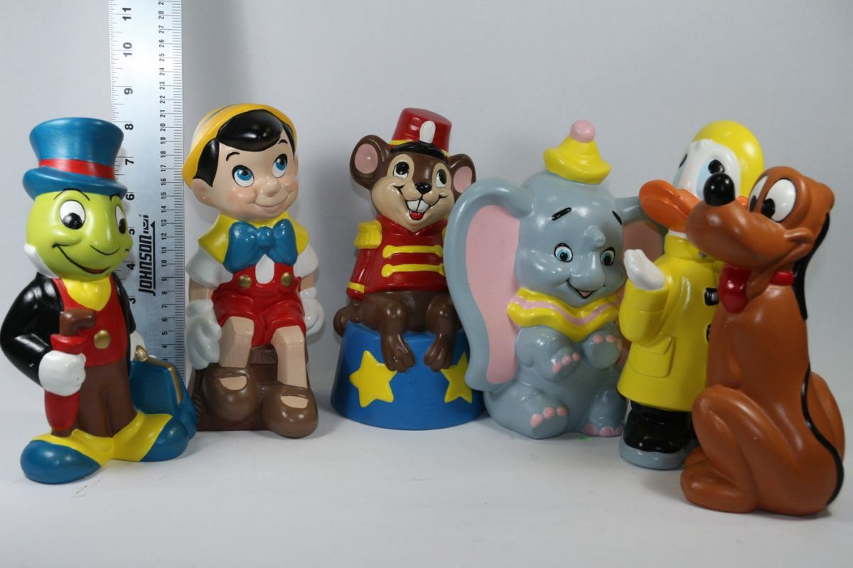 SIX WALT DISNEY CERAMIC FIGURES ALL STAMPED