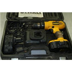 18V DEWALT CORDLESS DRILL WITH 2 BATTERIES &