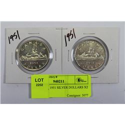 GEORGE VI 1951 SILVER DOLLARS X2