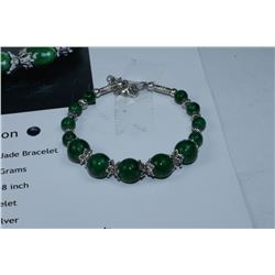 .925 SILVER GREEN JADE BRACELET