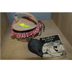 OCARINA FLUTE IN BASKET - COMES WITH INFORMATION