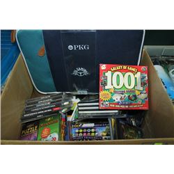 BOX OF PC GAMES W/ 13" LAPTOP SLEEVE