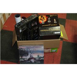 BOX OF COLLECTIBLES INCLUDING HUNGER GAMES,