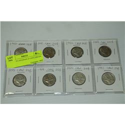 SET OF 8 CANADIAN 25 CENT PIECES