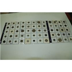 3 SHEETS OF MIXED WORLD SILVER COINS