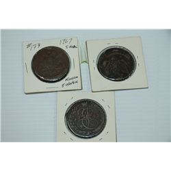 3 RUSSIAN 5-KOPEK COINS