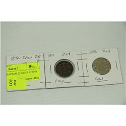 LOT OF 3 CANADIAN 25 CENT COINS