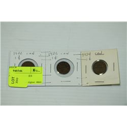 LOT OF 3 CANADIAN PENNIES