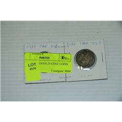 PAIR OF CANADIAN 25 CENT COINS