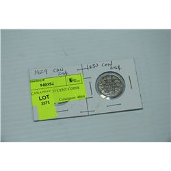 PAIR OF CANADIAN 25 CENT COINS