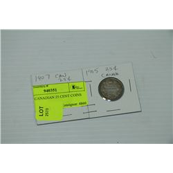 PAIR OF CANADIAN 25 CENT COINS