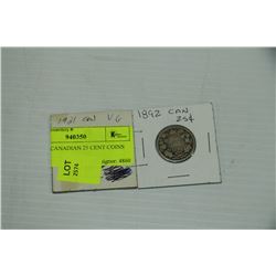 PAIR OF CANADIAN 25 CENT COINS