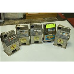 5 MINIATURE NOVELTY LAS VEGAS COIN MACHINES