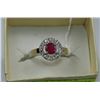 Image 1 : .925 SILVER RUBY & CZ RING - SIZE 9.5