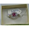 Image 1 : .925 SILVER RUBY & CZ RING - SIZE 9