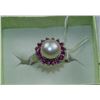 Image 1 : .925 SILVER RUBY & AKOYA PEARL RING - SIZE 8