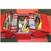 Image 1 : RED METAL TOOLBOX W/ CONTENTS