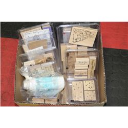 BOX W/ NEW ARTS & CRAFTS STAMP SETS &