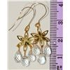 Image 2 : 14KT GOLD WHITE QUARTZ TEAR DROP EARRINGS