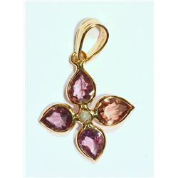 14KT GOLD PINK SAPPHIRE (1.30CT) & DIAMOND PENDANT