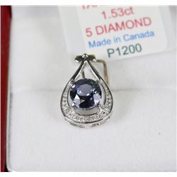 14KT WHITE GOLD TANZANITE & DIAMOND PENDANT