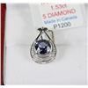 Image 1 : 14KT WHITE GOLD TANZANITE & DIAMOND PENDANT