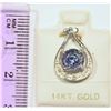 Image 2 : 14KT WHITE GOLD TANZANITE & DIAMOND PENDANT