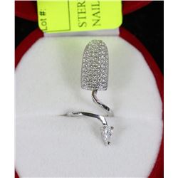 STERLING SILVER CUBIC ZIRCONIA NAIL RING