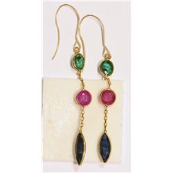14KT GOLD EMERALD, RUBY, SAPPHIRE (4.0CT TOTAL)