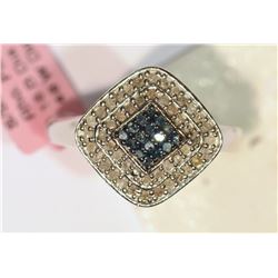 STERLING SILVER BLUE DIAMOND (0.16CT) & WHITE