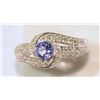 Image 1 : 10KT WHITE GOLD TANZANITE & DIAMOND (0.58CT) RING